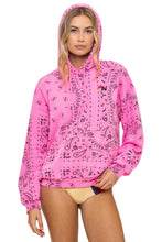 Load image into Gallery viewer, Aviator Nation BANDANA RELAXED PULLOVER HOODIE | NEON PINK