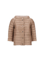 Load image into Gallery viewer, Beige puffer jacket on a white background