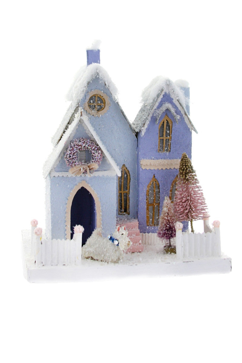 Blue Bungalow Christmas Village House