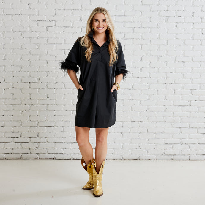 Caryn Lawn Heather Feather Dress | Black