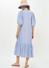 Load image into Gallery viewer, Oliphant Button Puff Midi Dress | Henley Blue