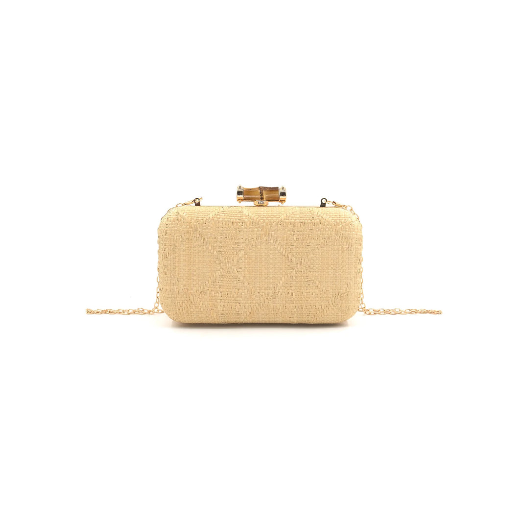 Colony Raffia Bamboo Clutch