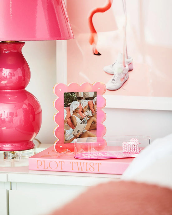 Neon Pink Acrylic Scalloped Picture Frame