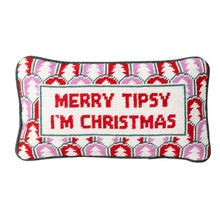 Load image into Gallery viewer, Merry Tipsy I’m Christmas Needlepoint Pillow