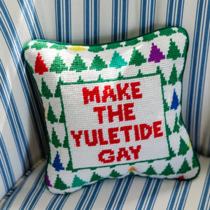 Make the Yuletide Gay Needlepoint Pillow