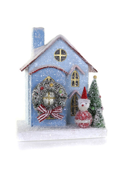 Petite Blue Santa Christmas Cottage