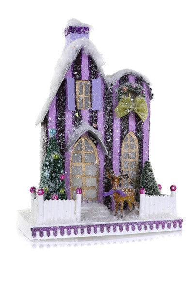 Purple Striped Christmas Village Manor