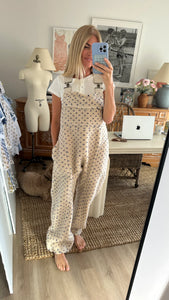 Marea Scout Overalls | Ivory Blue Birdseye