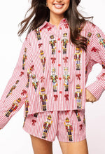Load image into Gallery viewer, FINAL SALE. Queen Of Sparkles Red Stripe Nutcracker Christmas Button Down