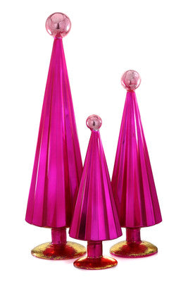 Hot Pink Pleated Trees | Set Of 3