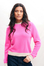 Load image into Gallery viewer, Jumper 1234 Contrast Cashmere Crew in Hot Pink and Oatmeal