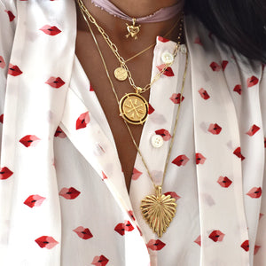Jane Win LOVE Full Heart Pendant On 18" Drawn Link Chain