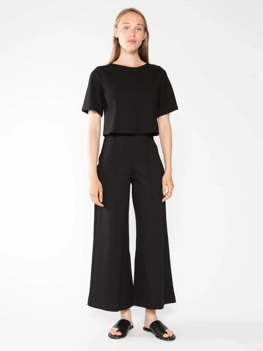 Ripley Rader Black Ponte Knit Wide Leg Pant | Crop