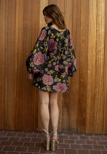 Arianne Elmy Good Luck Dress | Black & Pink Floral