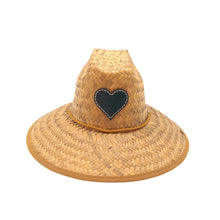 Load image into Gallery viewer, Glampwear Leather Heart Straw Hat | Navy