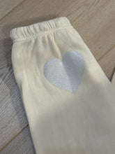 Load image into Gallery viewer, Aviator Nation Glitter Heart Sweatpants | Vintage White &amp; Silver