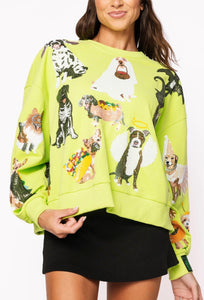 Queen Of Sparkles Halloween Dogs In Costume Sweatshirt | Lime Green