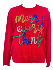 Queen Of Sparkles MERRY EVERYTHING Sweater | Red