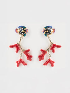 Nach France Coral & Fish Earrings