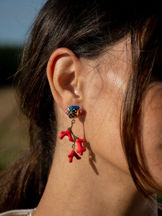 Nach France Coral & Fish Earrings