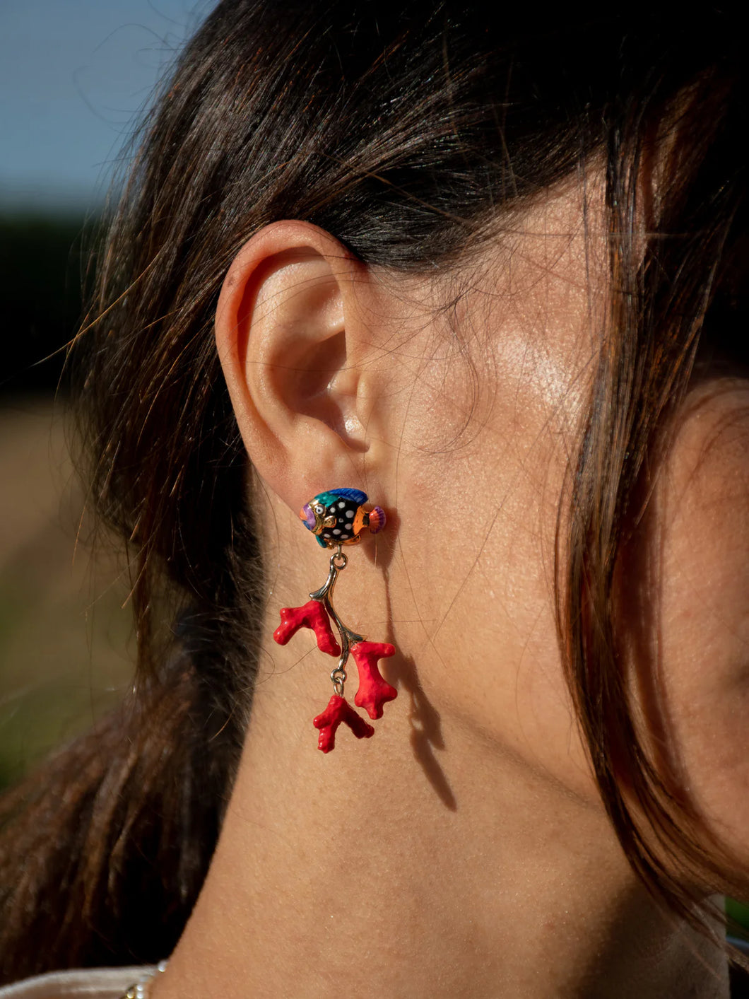 Nach France Coral & Fish Earrings