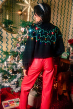Load image into Gallery viewer, Queen Of Sparkles Pearl &amp; Jewel Christmas Lights Sweater | Black