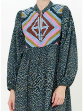 Load image into Gallery viewer, Oliphant Mandarin Balloon Sleeve Midi Dress | Jag Navy