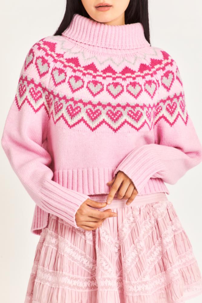 Loveshackfancy Tobi Sweater | Pink Hearts