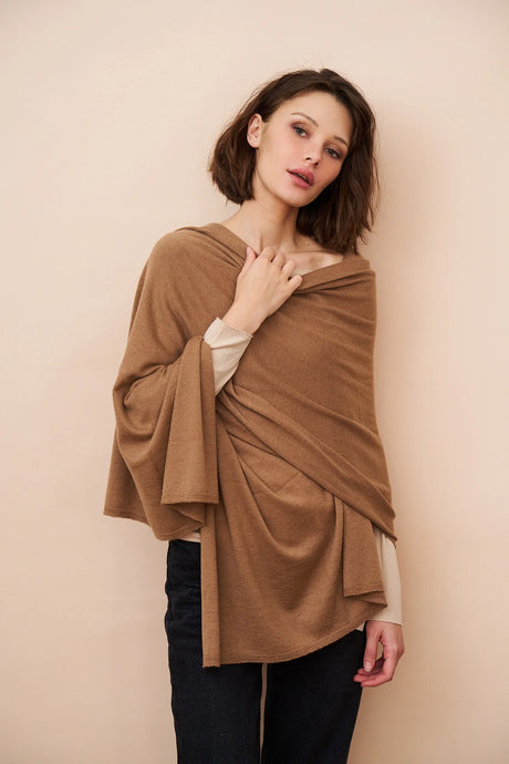 Majestic Filatures 100% Machine Washable Cashmere Shawl | Camel