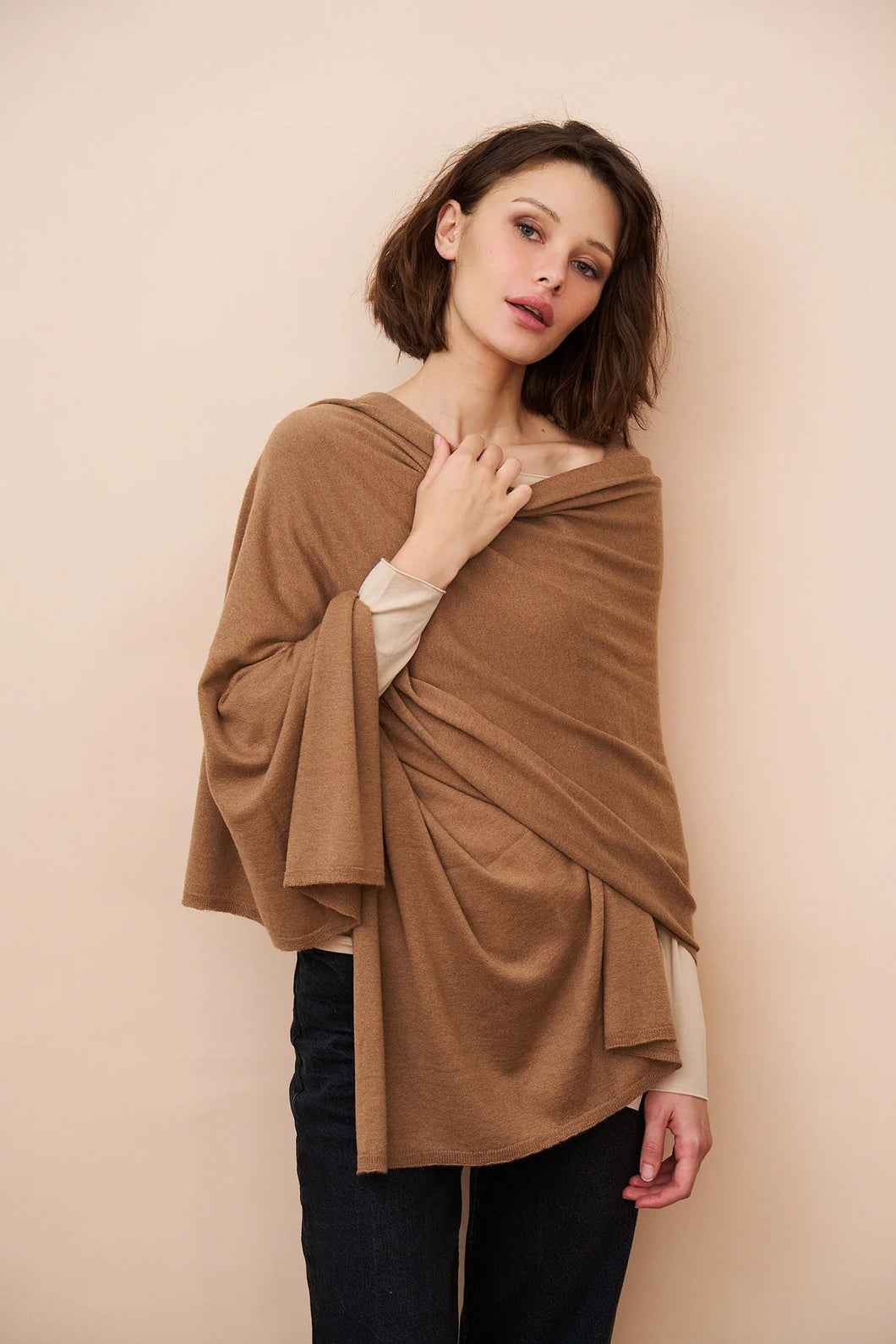 Majestic Filatures 100% Machine Washable Cashmere Shawl | Camel