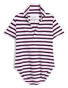 Frank & Eileen Charlotte Perfect Polo | White, Red, & Navy Stripe