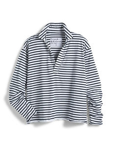Frank & Eileen Patrick Popover Henley Tee | Navy French Stripe