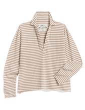 Load image into Gallery viewer, Frank &amp; EIleen Patrick Popover Henley Heritage Jersey | Vintage White &amp; Camel Stripe