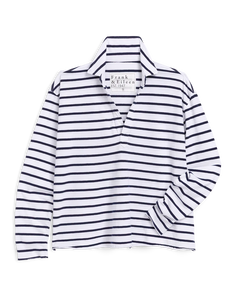 Frank & Eileen Patrick Popover Henley Tee | Wide Navy French Stripe