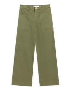 Frank & Eileen Limerick Wide-Leg Utility Pant | Italian Peached Twill Olive