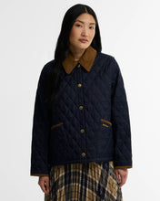 Load image into Gallery viewer, Barbour Women's Icons Cropped Liddesdale Quilted Jacket | Dark Navy &amp; Birchwood
