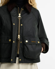 Load image into Gallery viewer, Barbour Women's Cropped Beadnell Waxed Jacket | Sage Ancient