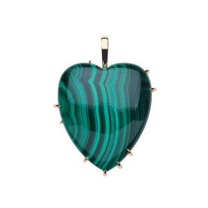 Jane Win LOVE Carry Your Heart Pendant Malachite On 18" Drawn Link Chain