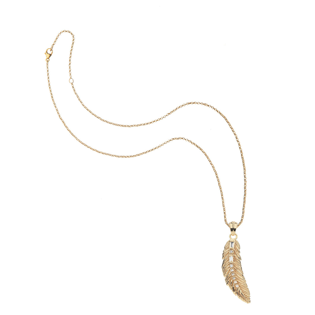 Jane Win LUCKY Feather Pendant On 18-20