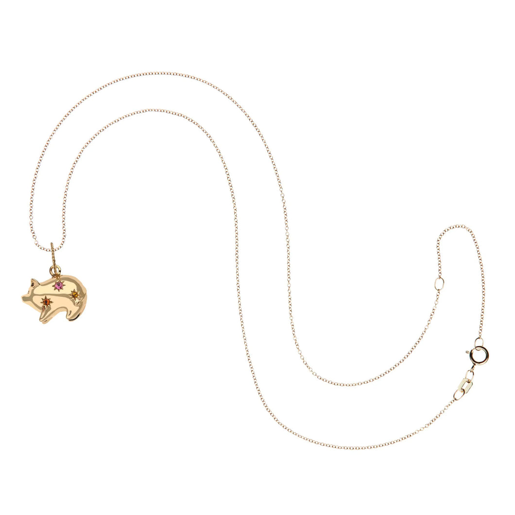 Jane Win LUCKY Wishful Pig Pendant Necklace in Solid Gold