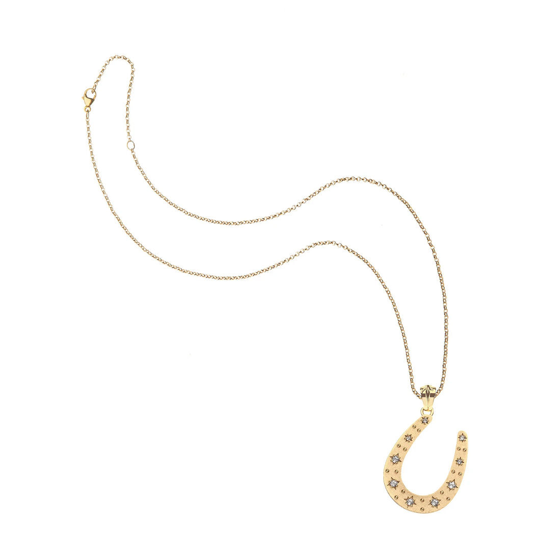 Jane Win Lucky Starry Horseshoe Pendant On 16-18