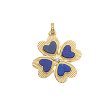 Load image into Gallery viewer, LUCKY in Love Clover Pendant with Lapis | 18&quot; Drawn Link Chain
