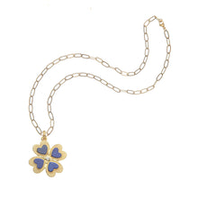 Load image into Gallery viewer, LUCKY in Love Clover Pendant with Lapis | 18&quot; Drawn Link Chain