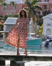 Load image into Gallery viewer, Ann Mashburn Short-Sleeved Classic Shirtwaist Maxi Dress | Red Carline Rose Liberty Fabric