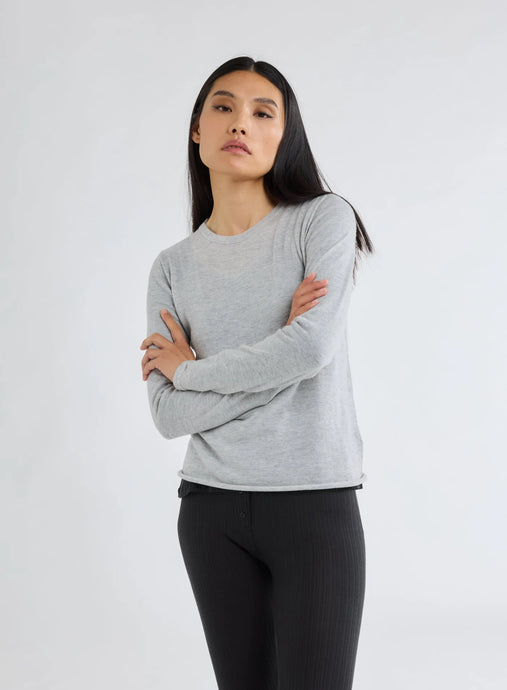 Majestic Filatures 100% Machine Washable Cashmere Crewneck Sweater | Brume Chine