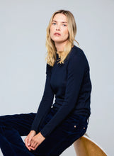 Load image into Gallery viewer, Majestic Filatures 100% Machine Washable Cashmere Long Sleeve Crewneck | Marine Navy