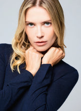 Load image into Gallery viewer, Majestic Filatures 100% Machine Washable Cashmere Long Sleeve Crewneck | Marine Navy