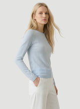 Load image into Gallery viewer, 100% Machine Washable Cashmere Long Sleeve Crewneck Tee | Ocean Blue