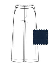 Load image into Gallery viewer, Frank &amp; Eileen Maisie Pull On Crop Wide Leg Linen Pant | Navy