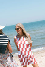 Load image into Gallery viewer, Marea Presley Shift Dress | Red Nautical Stripe